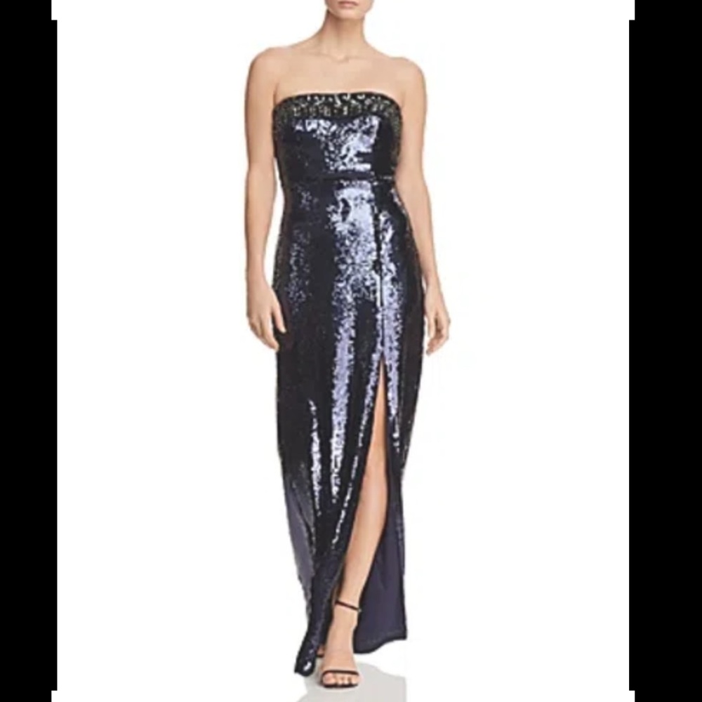 Aidan Mattox Sequin Strapless Long Dress